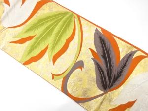 アンティーク　草葉模様織り出し袋帯（材料）